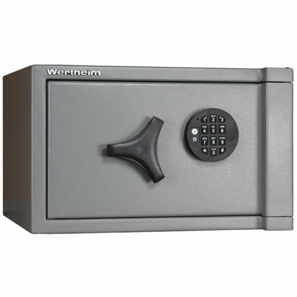 Tresor Ansicht geschlossen, Elektronisches Tastenschloss, RAL 7037 staubgrau