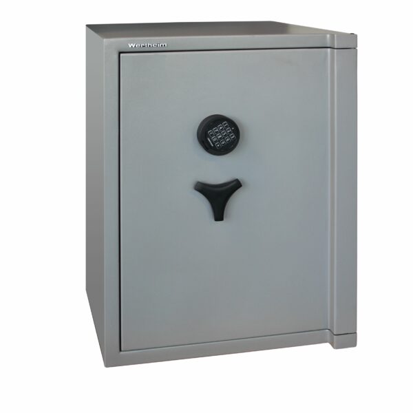 Tresor Ansicht geschlossen, Elektronisches Tastenschloss, RAL 7037 staubgrau