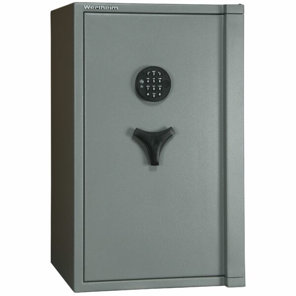 Tresor Ansicht geschlossen, Elektronisches Tastenschloss, RAL 7037 staubgrau