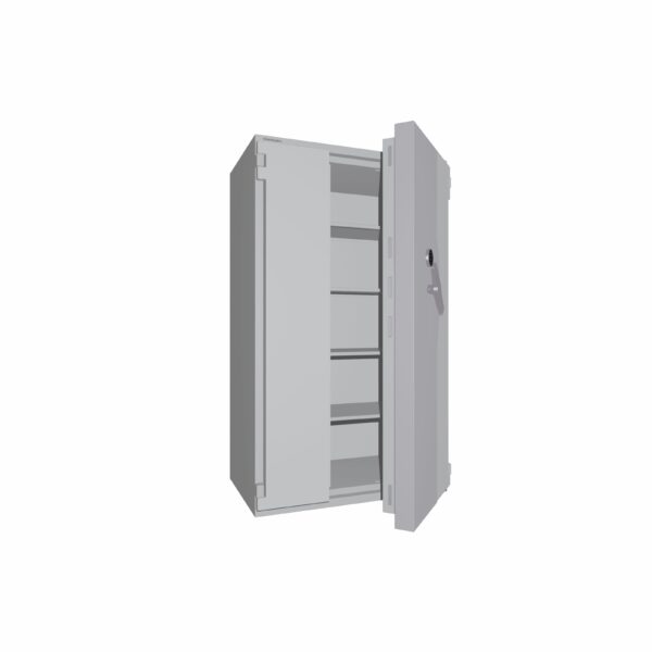 2-flg. Tresor Ansicht geöffnet, Elektronisches Tastenschloss, RAL 7035 lichtgrau