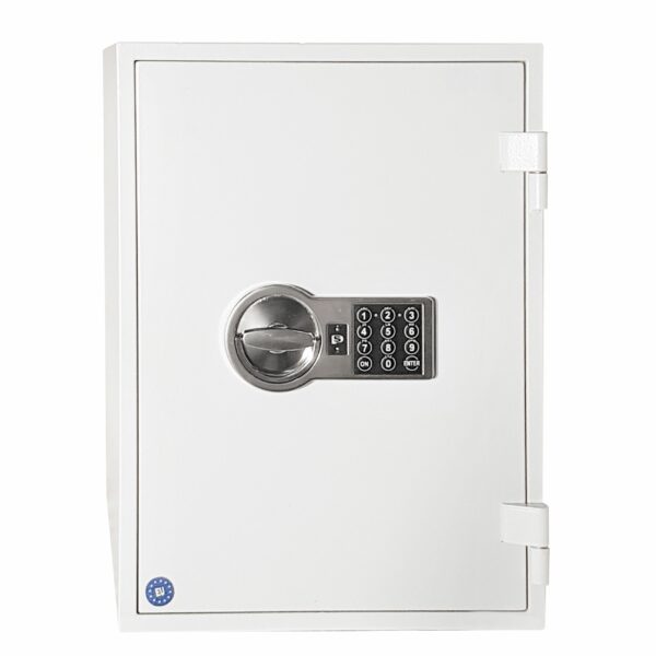 Tresor Ansicht geschlossen, Elektronisches Tastenschloss, RAL 7035 lichtgrau