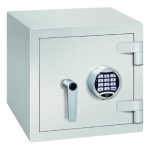 Tresor Ansicht geschlossen, Elektronisches Tastenschloss, RAL 7035 lichtgrau