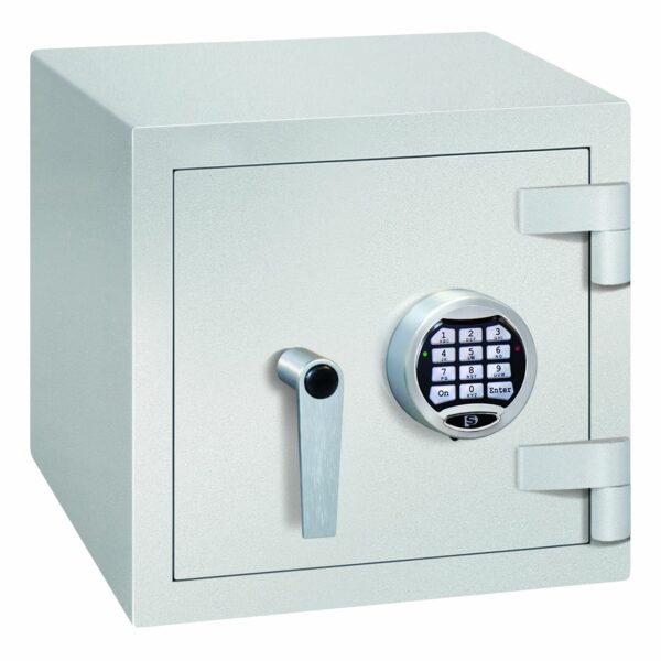 Tresor Ansicht geschlossen, Elektronisches Tastenschloss, RAL 7035 lichtgrau